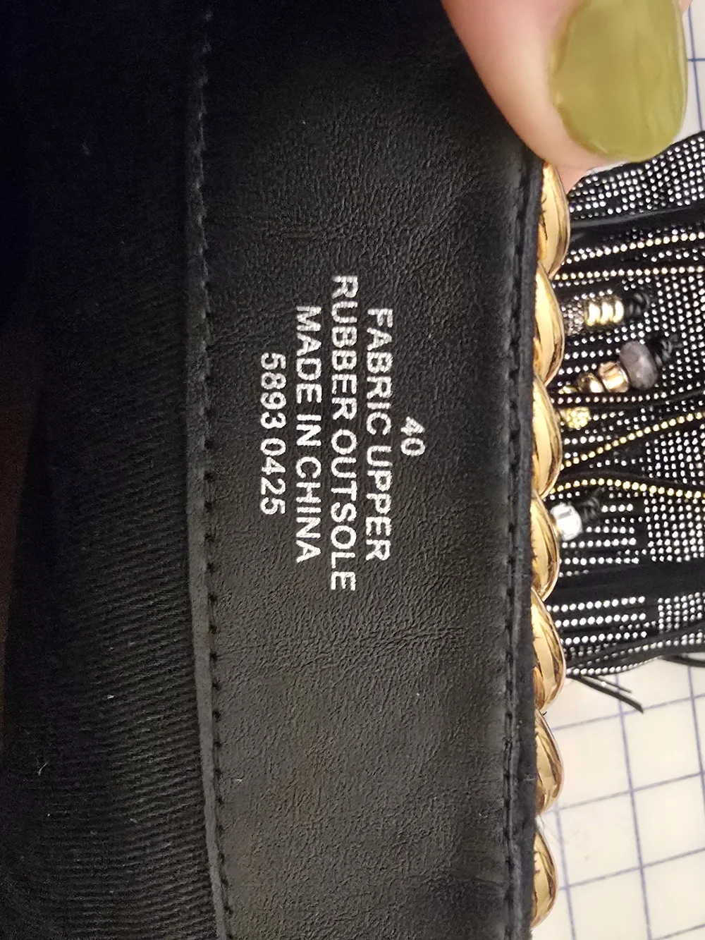Kurt Geiger Black Rhinestone Fringe Ankle Boots with Gold Chain